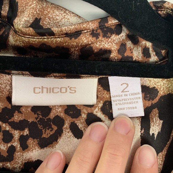 CHICO’s long sleeve silk leopard blouse - Picture 2 of 5
